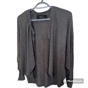 ZARA Basic T-shirt Special Edition Women's Cardigan Gray Open Front Batwing S‎
